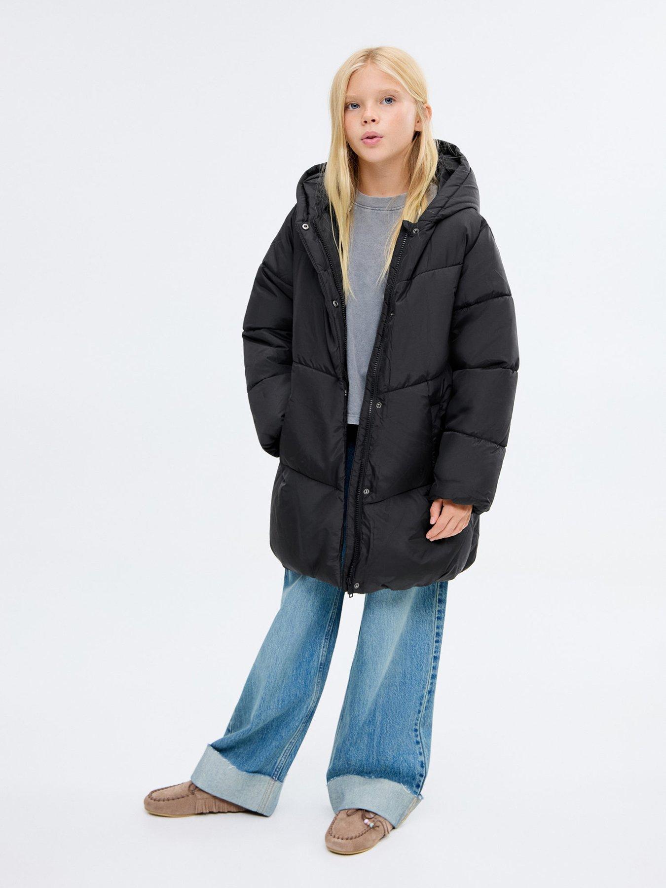 mango-girls-padded-longline-coat-black