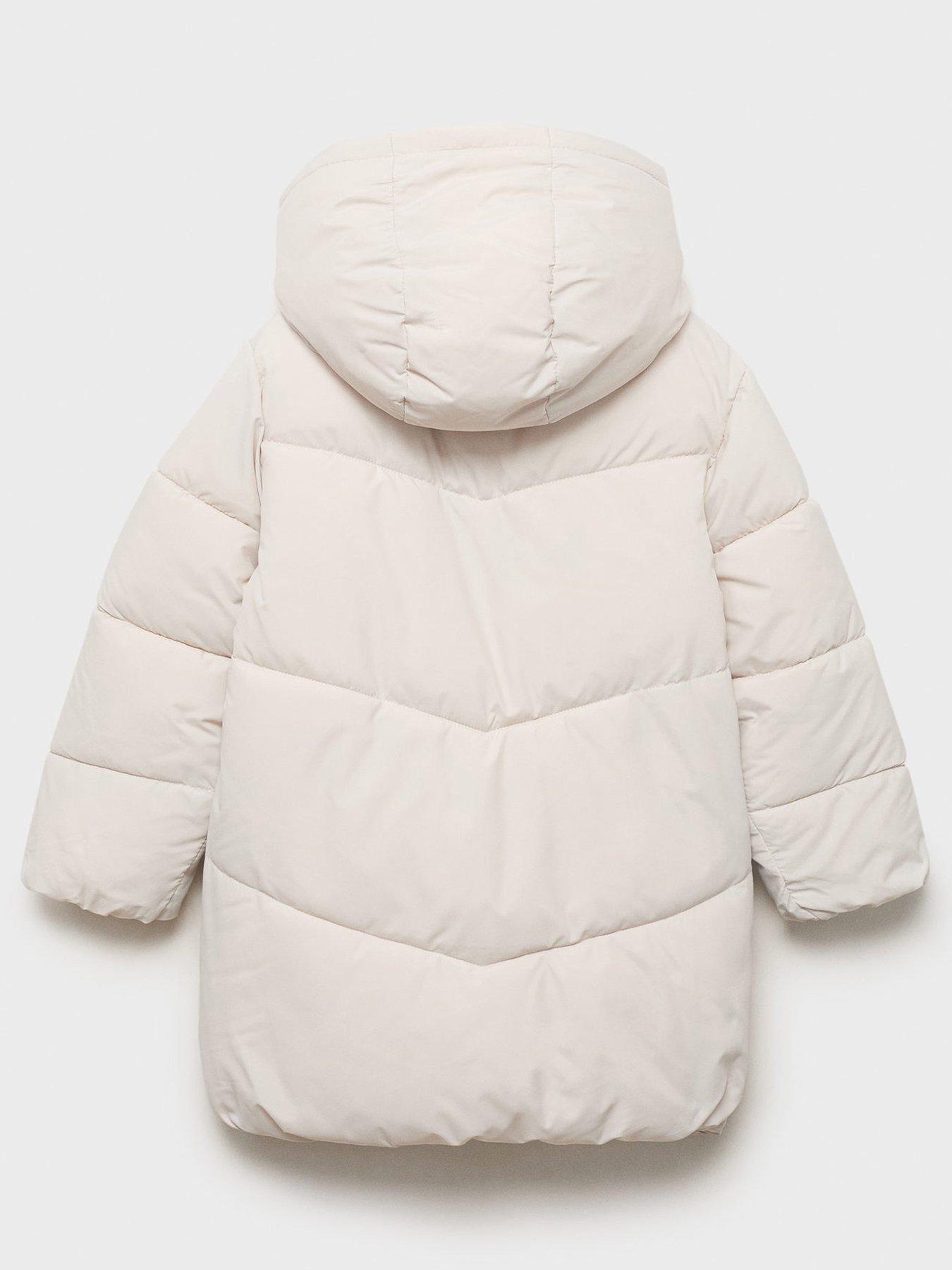 Mango Girls Padded Longline Coat Cream Very