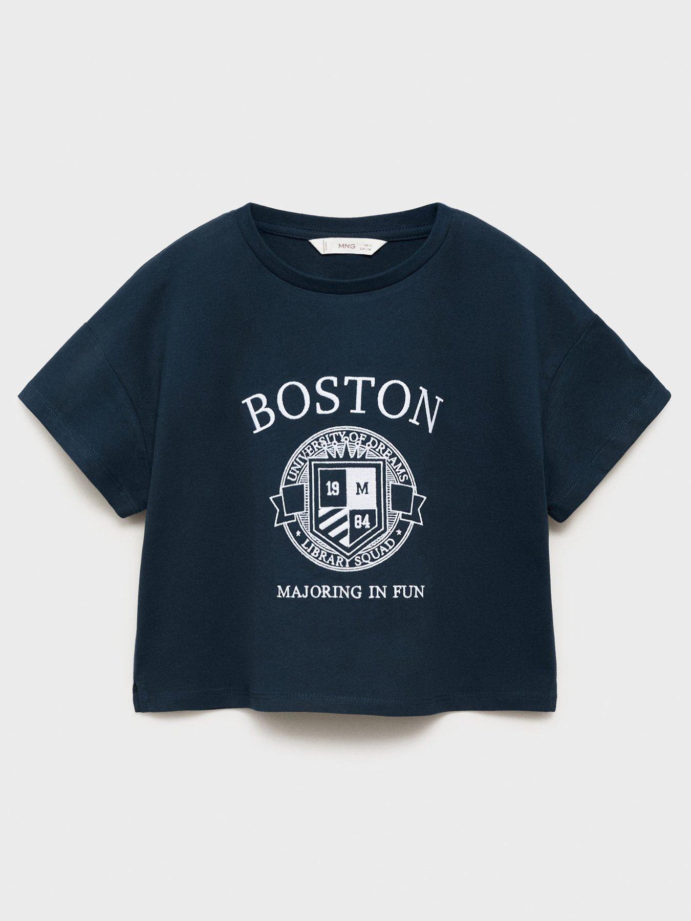 Mango Girls Boston Short Sleeve T-Shirt Navy Very