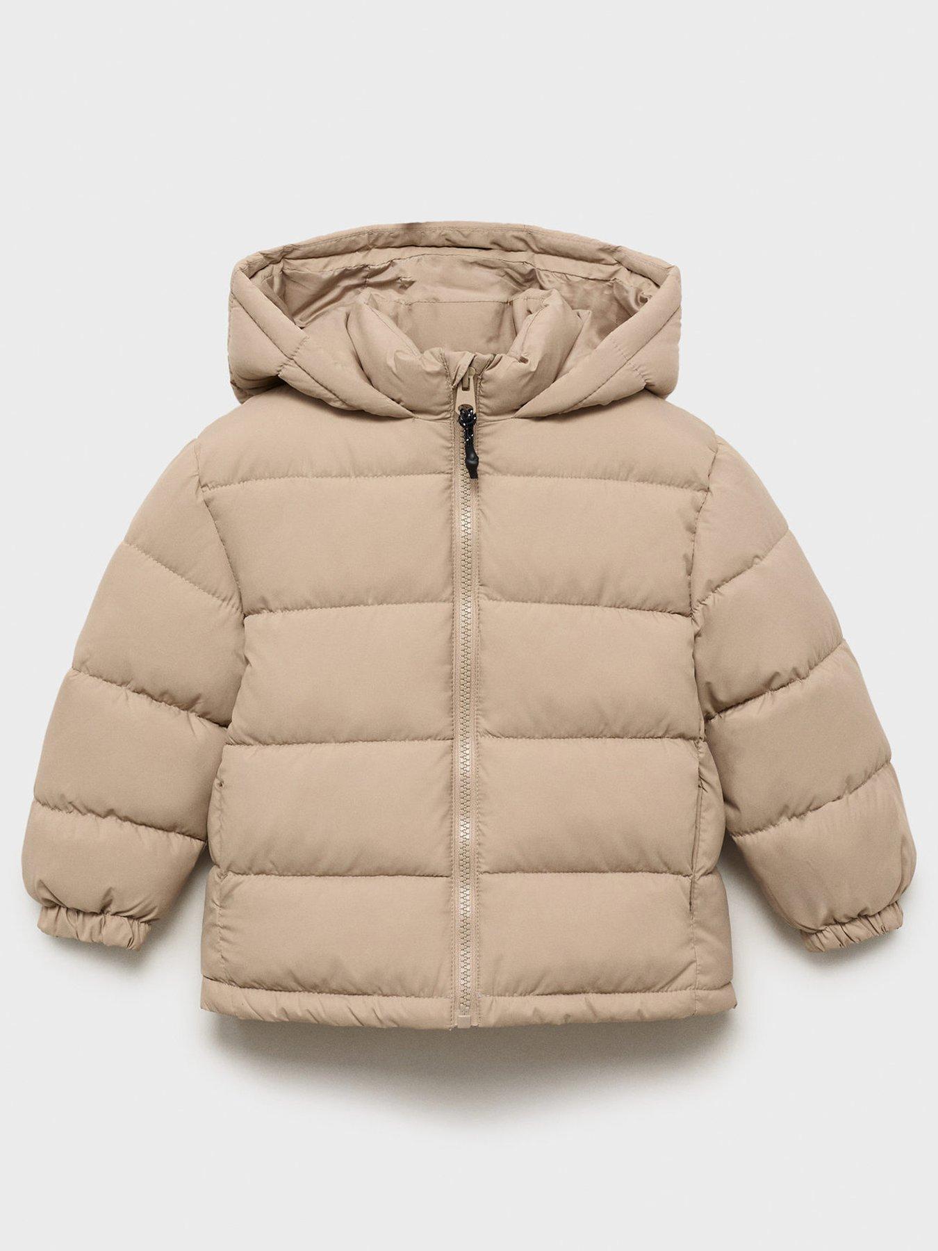 undefined Younger Boys Padded Hooded Coat - Cream