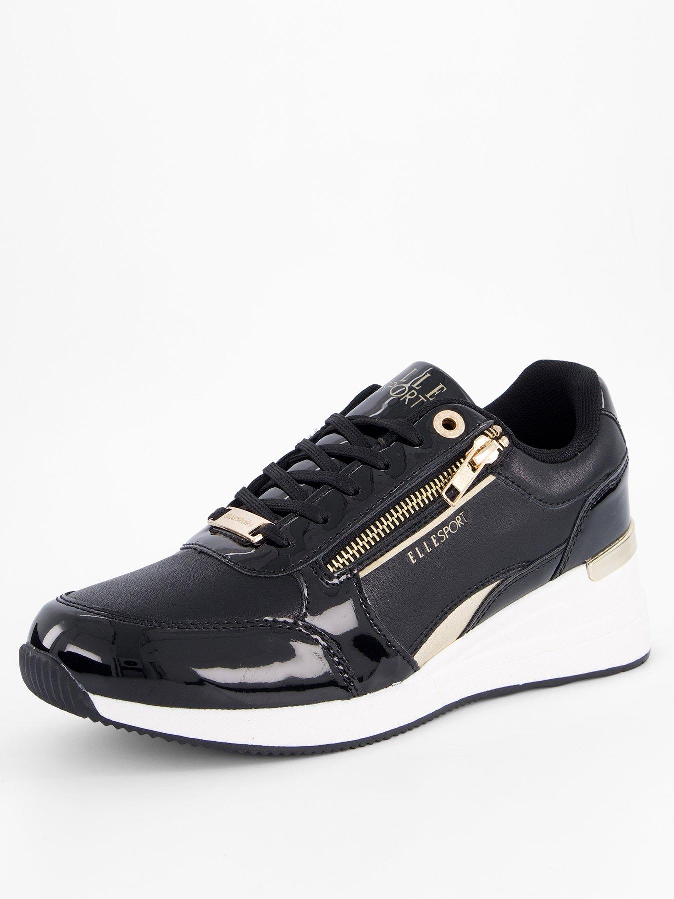 Image 3 of 7 of Elle Sport Elle Sports Lace Up Wedge Trainer - Black