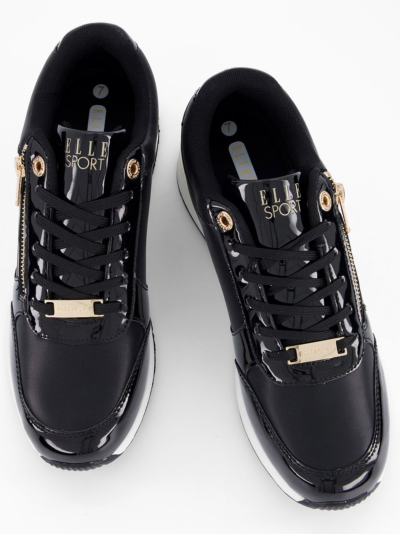 Image 4 of 7 of Elle Sport Elle Sports Lace Up Wedge Trainer - Black
