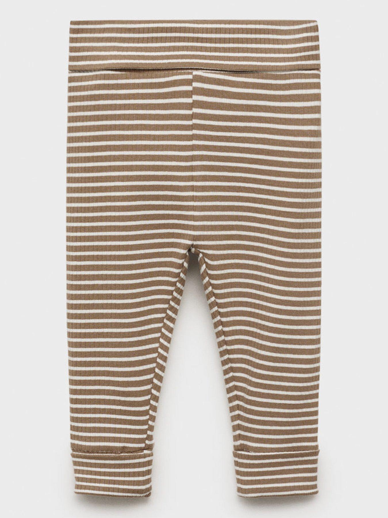 Mango Baby Unisex Striped Co-Ord Leggings - Brown