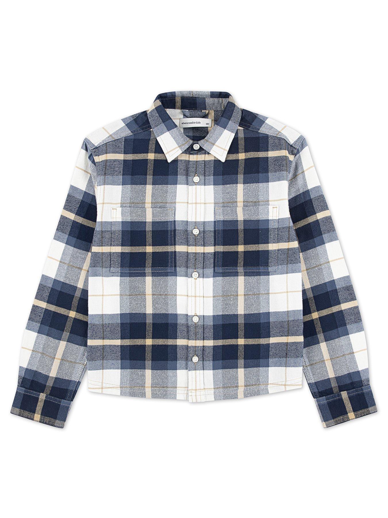 undefined Boys Traditional Flannel Checked Long Sleeve Shirt - Blue
