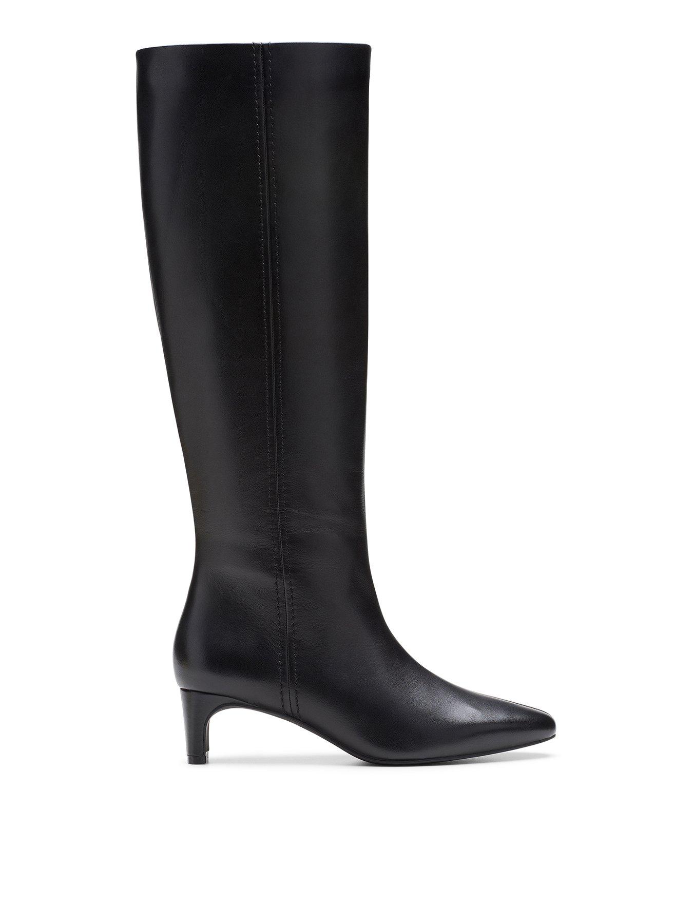 Clarks Edina Tall Leather Knee Boots - Black