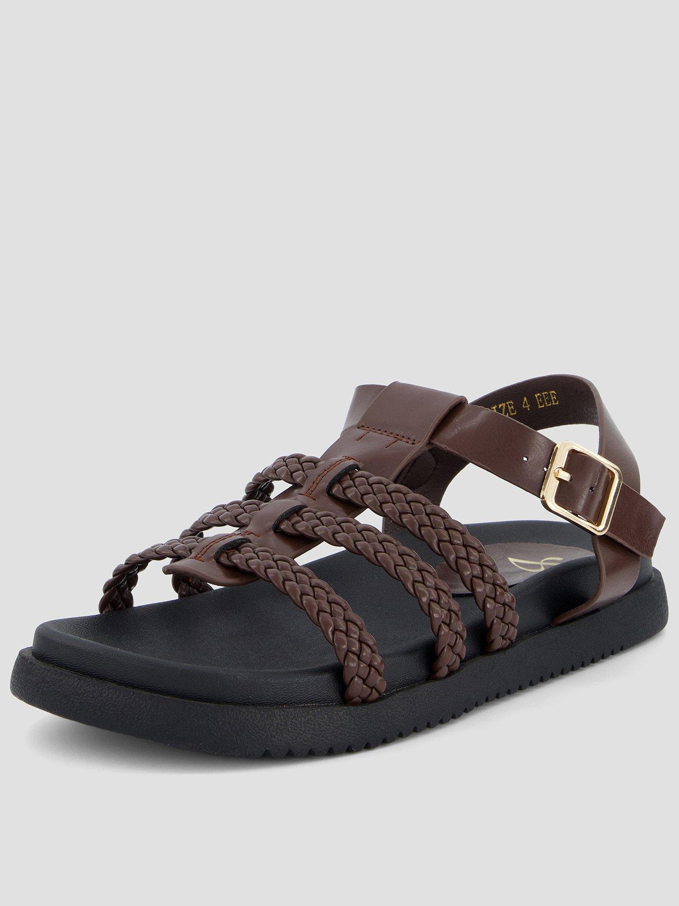 The Very Collection Extra Wide Fit Gladiator Sandals - Brown | Very