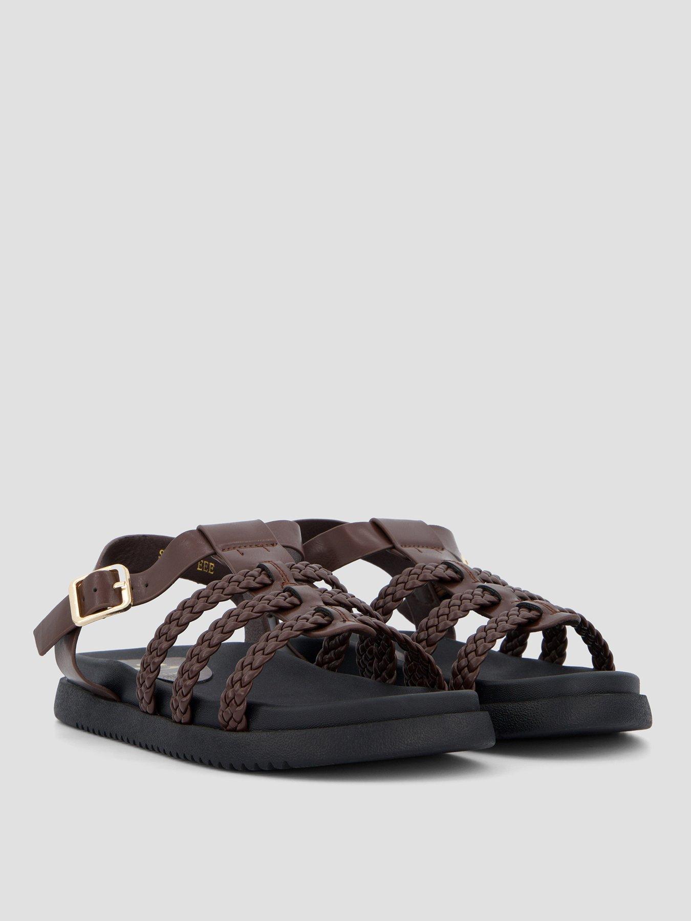 The Very Collection Extra Wide Fit Gladiator Sandals - Brown | Very