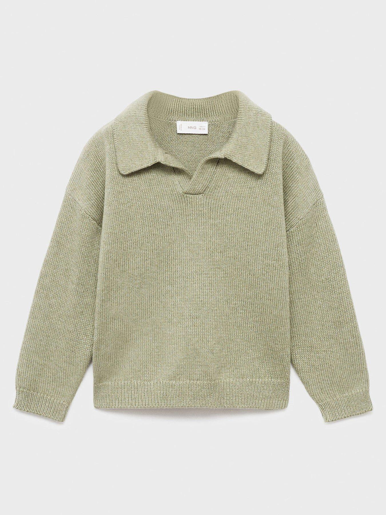 undefined Younger Boys Knitted Collar Jumper - Light Green
