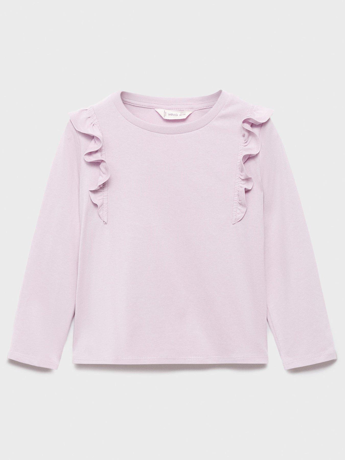 undefined Younger Girls Frill Long Sleeve T-Shirt - Light Purple