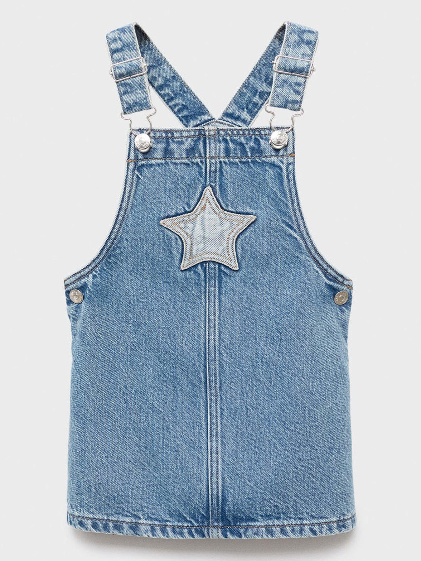 undefined Younger Girls Star Denim Pinny - Blue