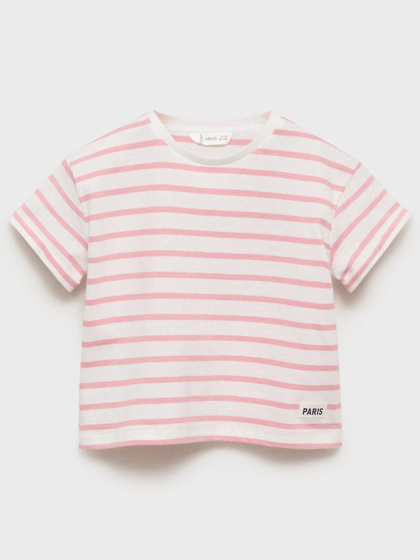 undefined Younger Girls Stripe Short Sleeve T-Shirt - Pink