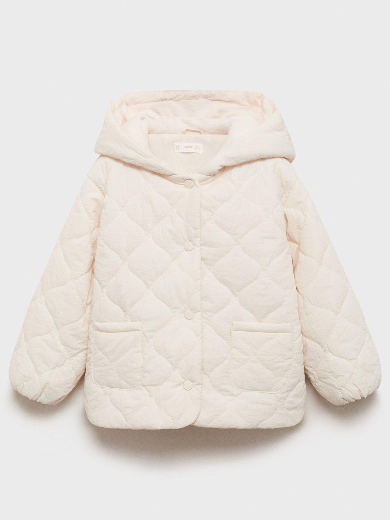undefined Younger Girls Quilted Hooded Coat - Cream