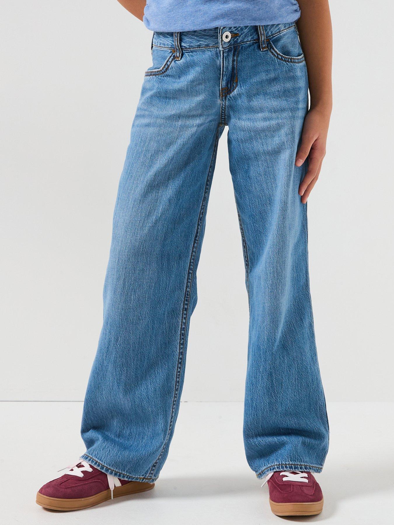 Abercrombie Fitch Girls Low Rise Baggy Jeans Blue Very