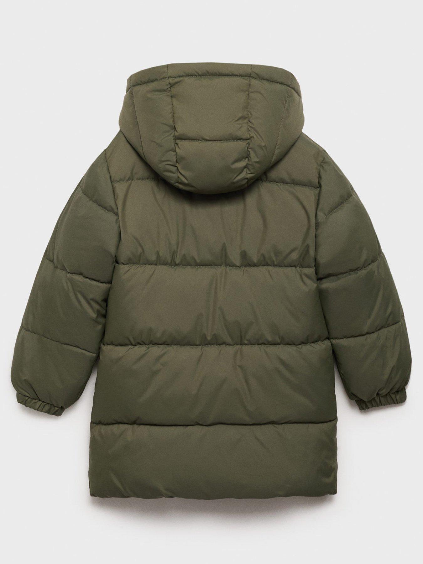 Image 2 of 4 of Mango Boys Longline Padded Coat - Khaki