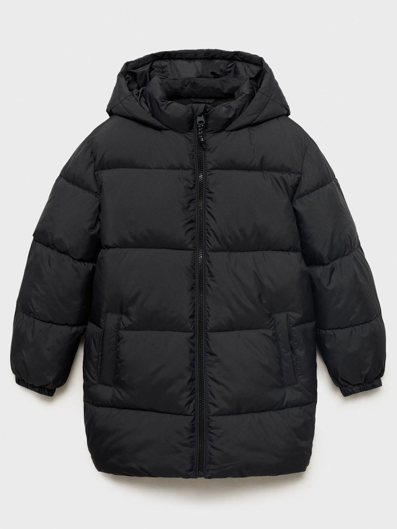Mango Boys Longline Padded Coat - Black