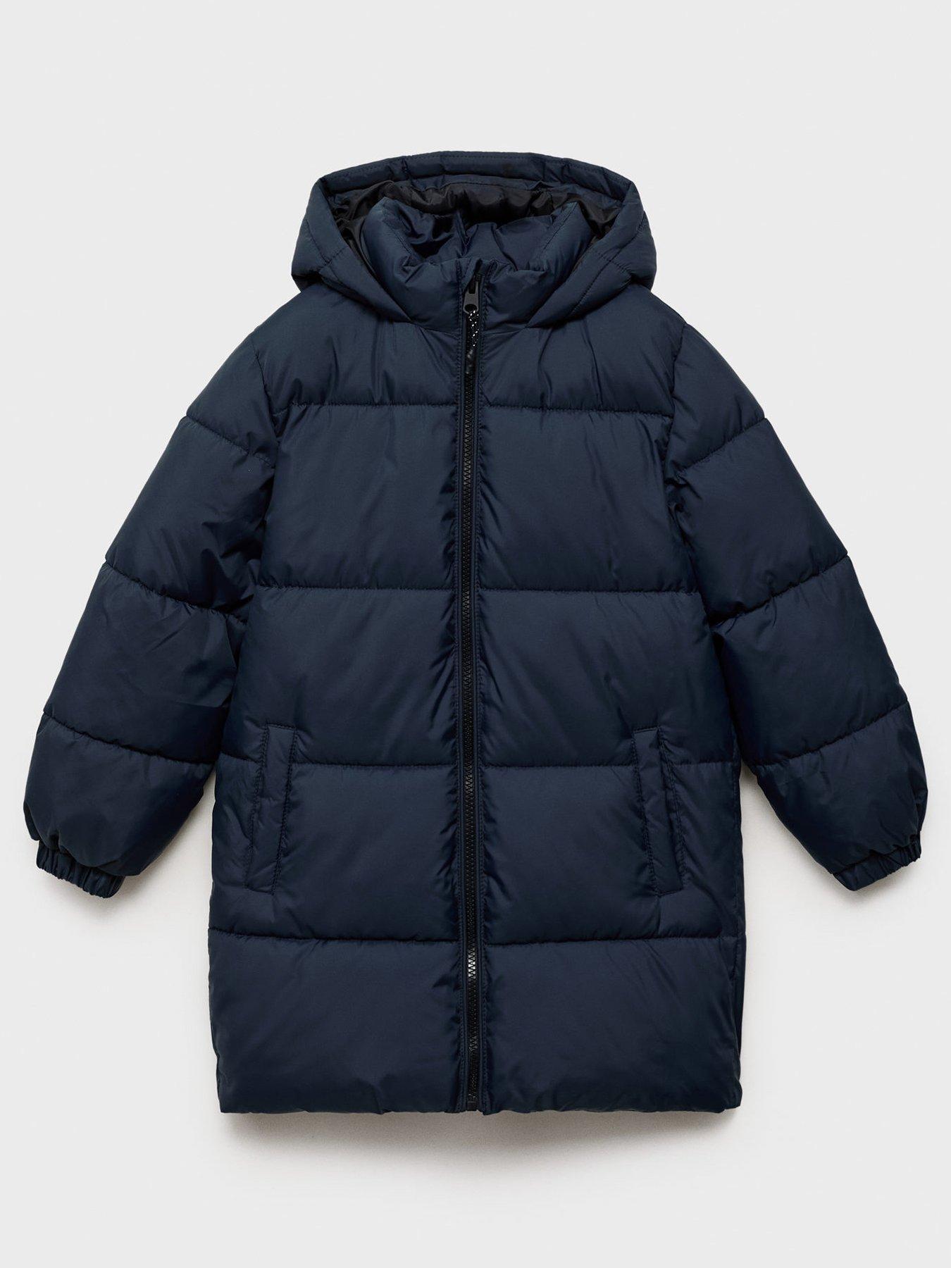 undefined Boys Longline Padded Coat - Navy