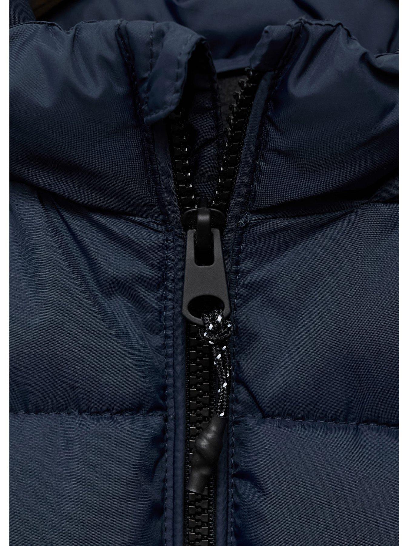 Image 4 of 4 of Mango Boys Longline Padded Coat - Navy