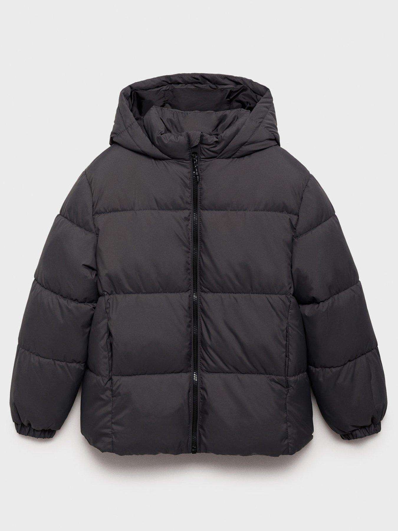 undefined Boys Hooded Padded Coat - Dark Grey