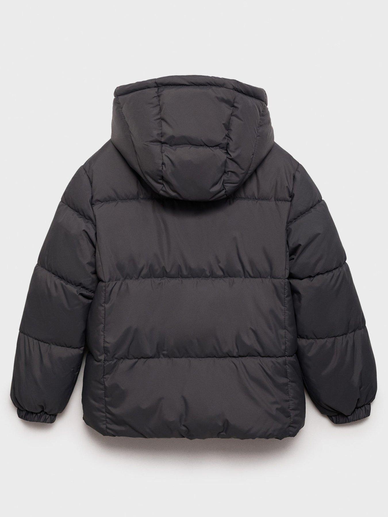Image 2 of 4 of Mango Boys Hooded Padded Coat - Dark Grey