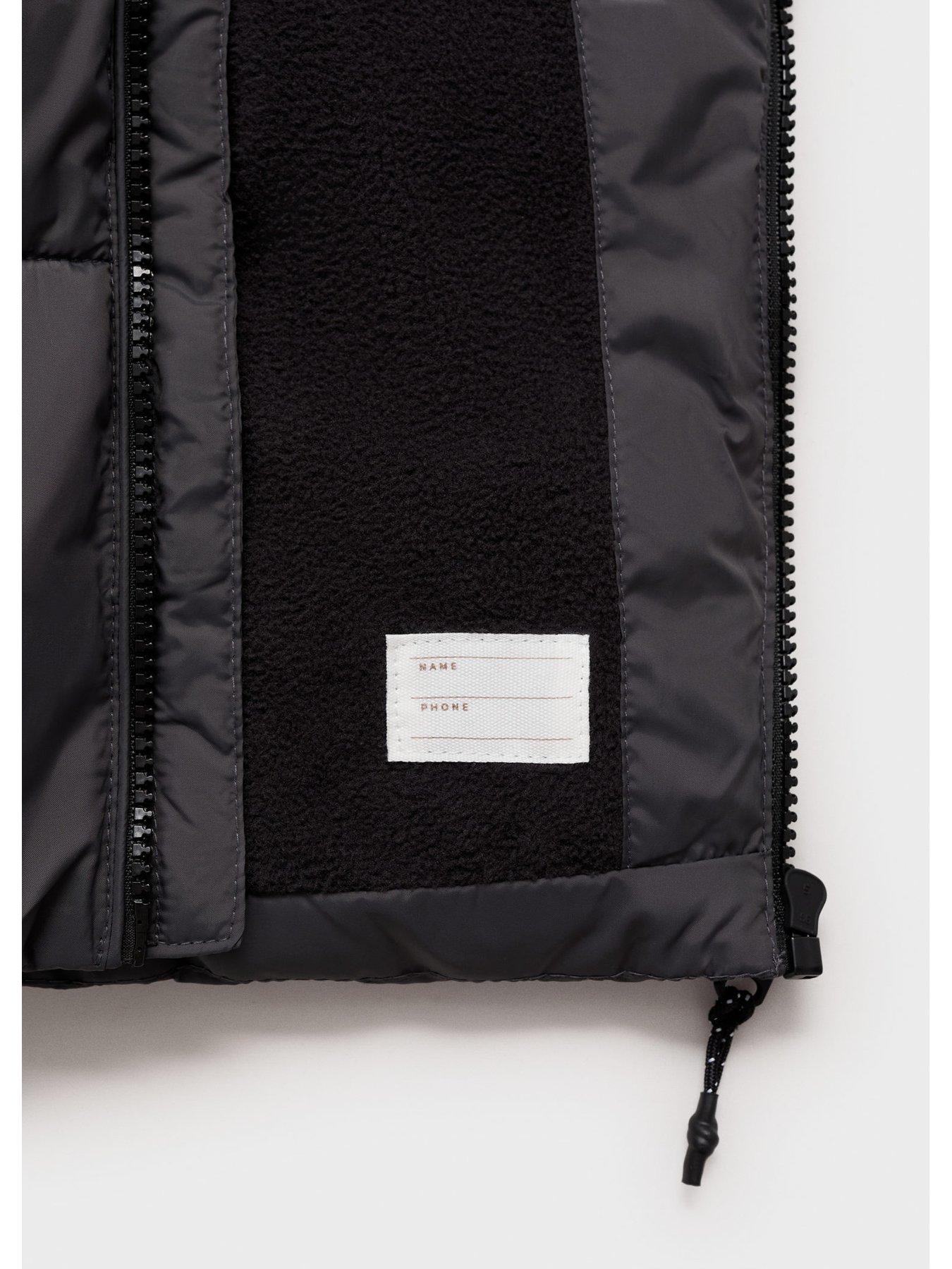 Image 3 of 4 of Mango Boys Hooded Padded Coat - Dark Grey