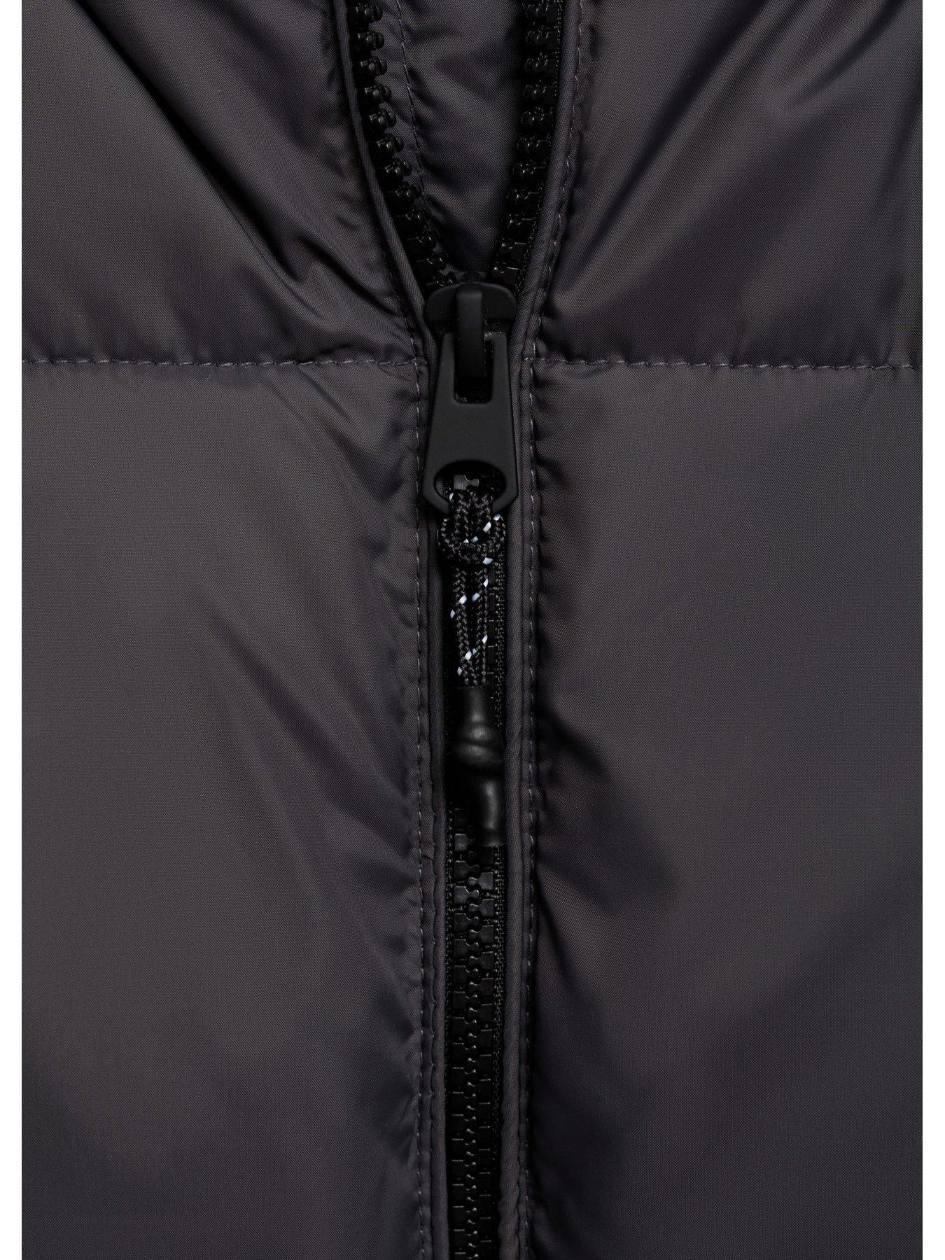 Image 6 of 6 of Mango Boys Hooded Padded Coat - Dark Grey