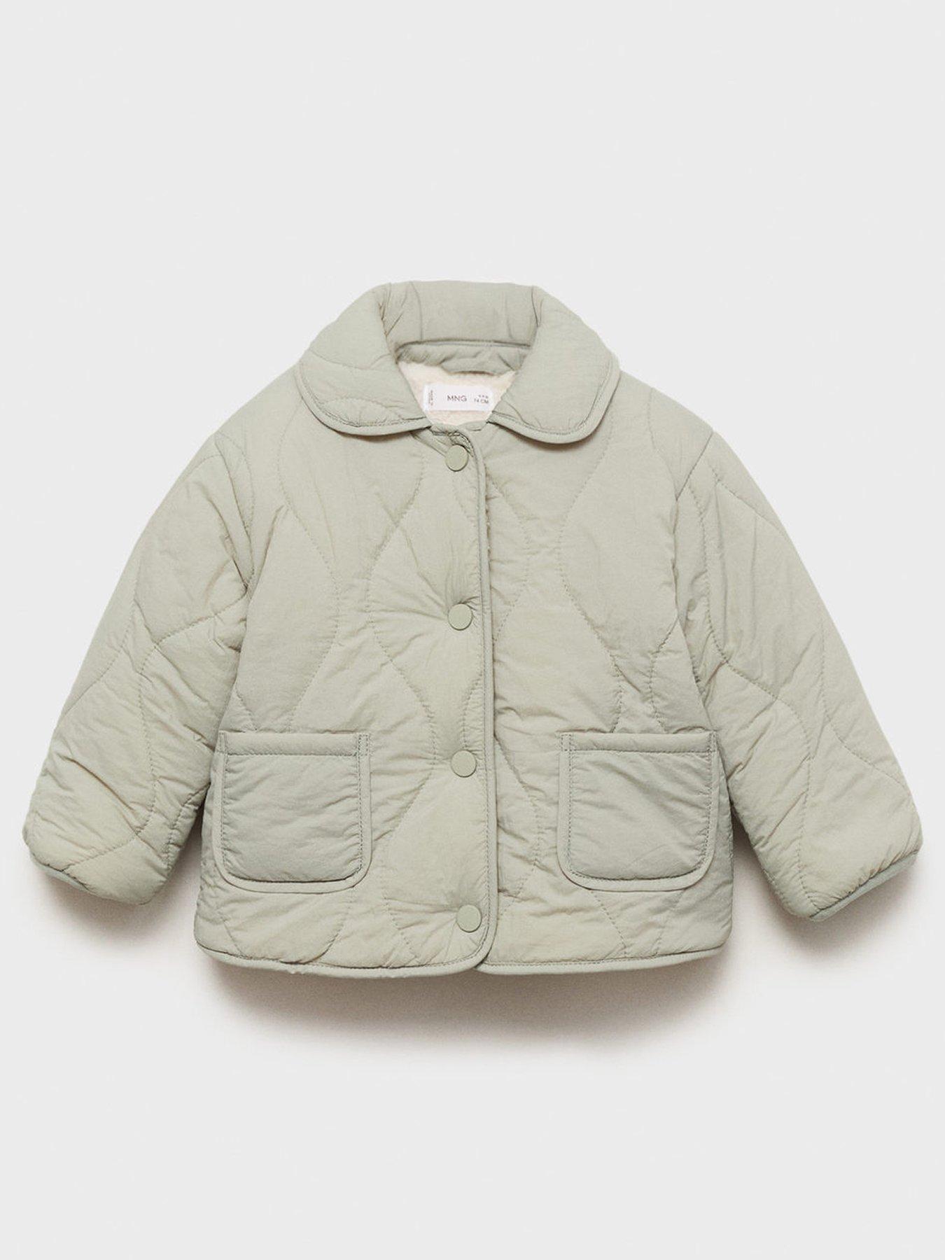 Mango Baby Girls Quilted Jacket - Light Green