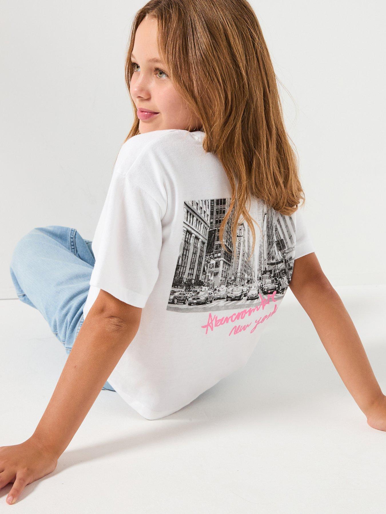 Abercrombie & Fitch Girls Nyc Streets Boxy Short Sleeve T-Shirt - White