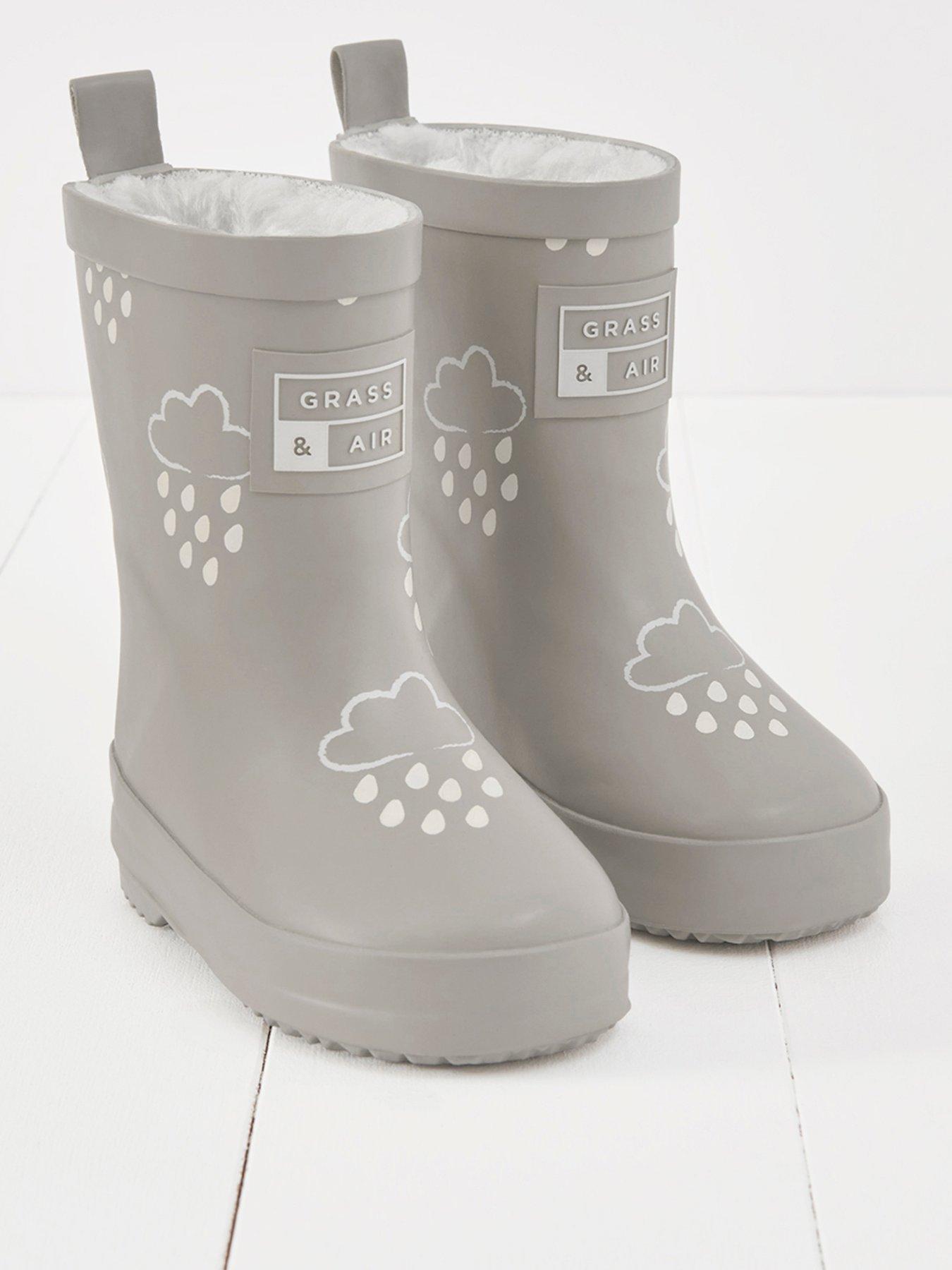 Grass & Air Infant/Junior Colour-Revealing Winter Wellies - Grey