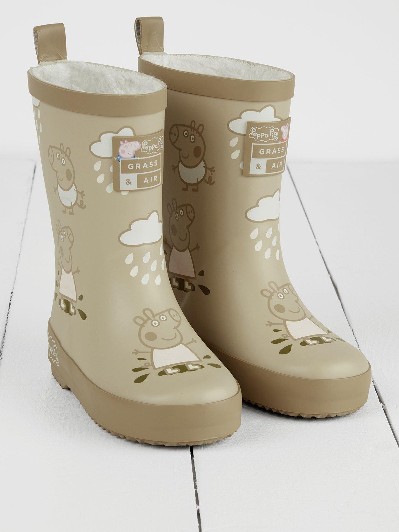 Grass & Air Infant/ Junior Peppa Pig Colour-Revealing Winter Wellies - Grey