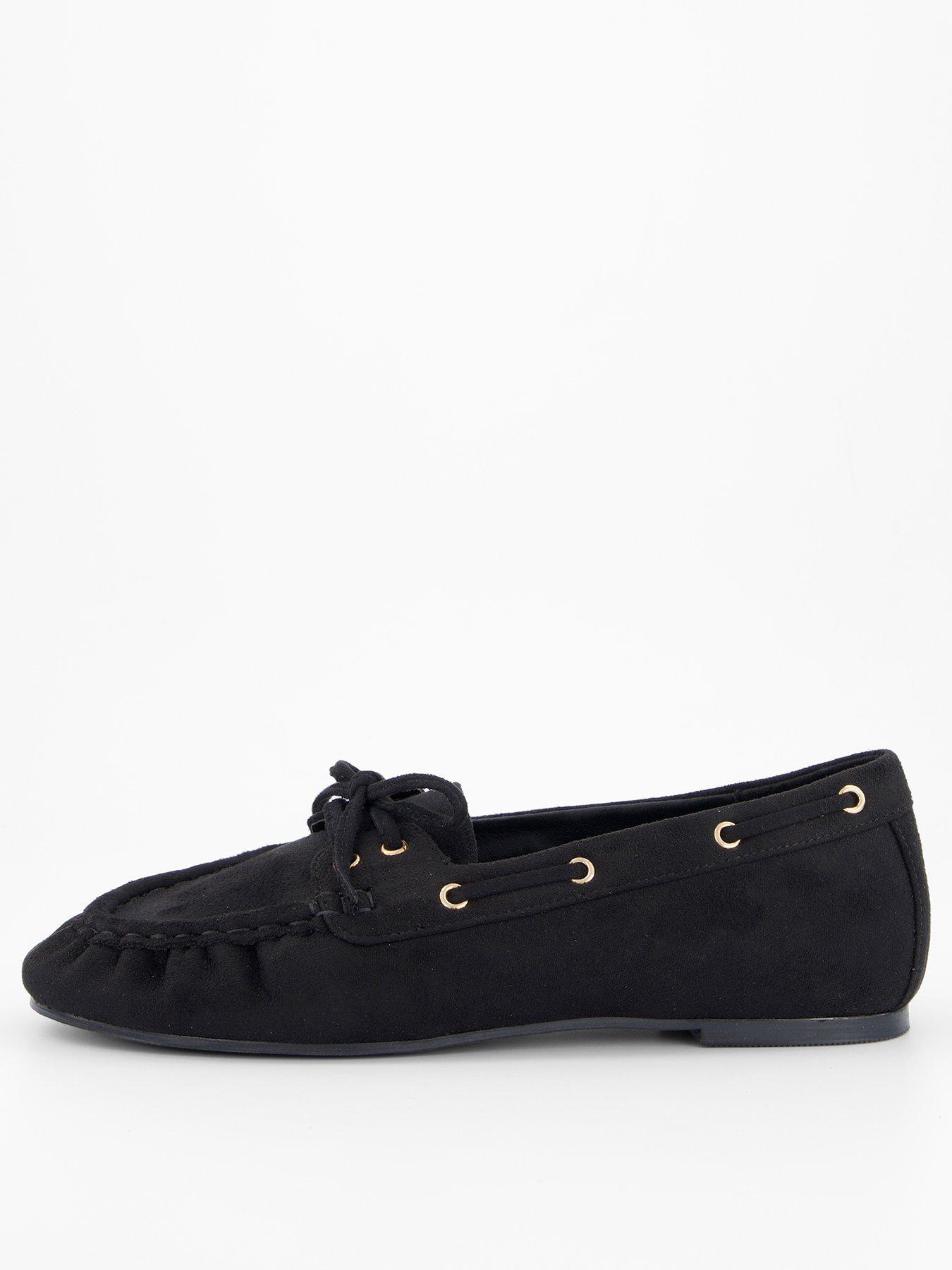 The Very Collection Extra Wide Fit Boat Shoe - Black