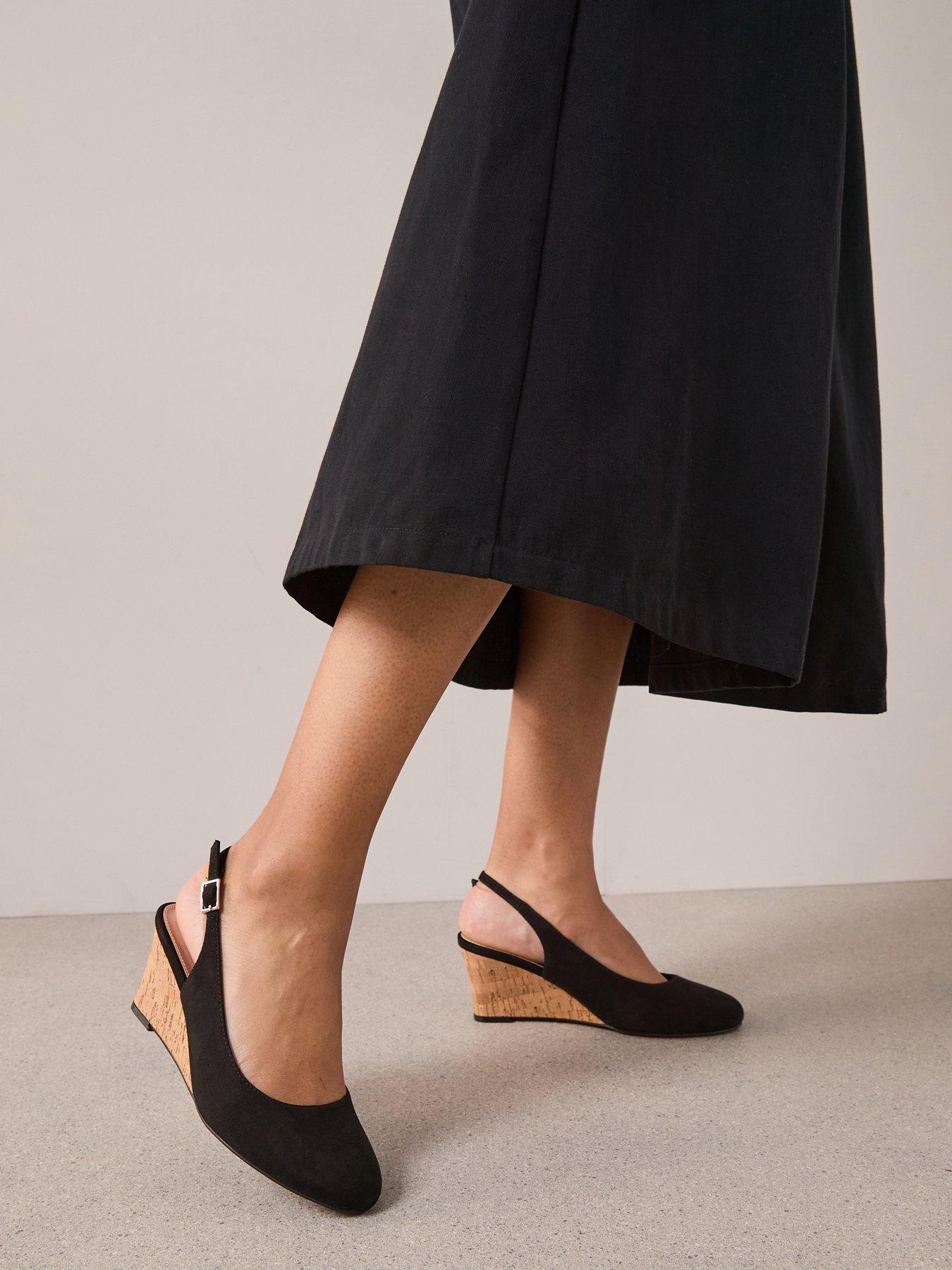 The Very Collection Wedge Sling Back Shoe - Black