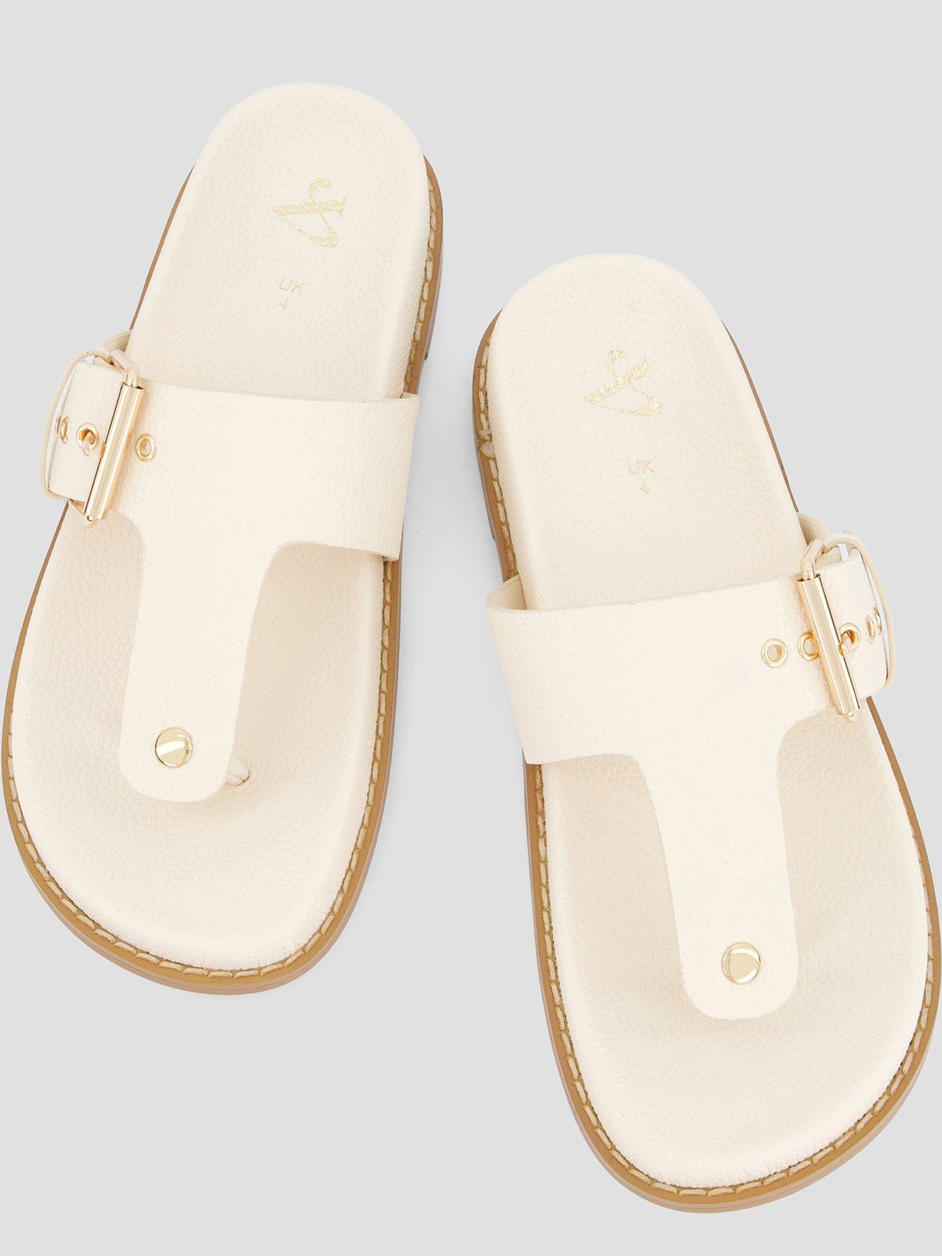 Image 3 of 5 of The Very Collection Toe Post Footbed Sandal - Cream