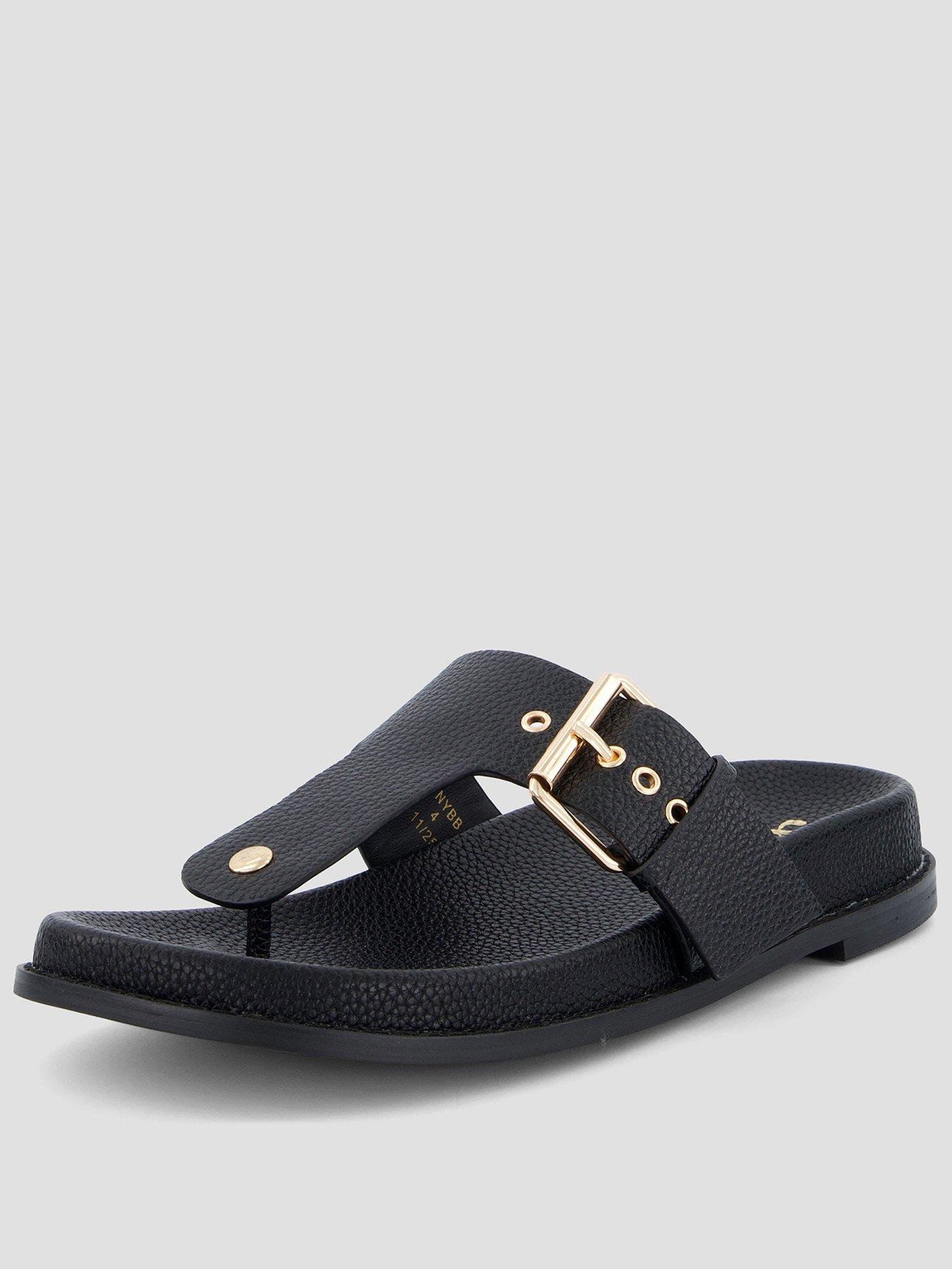 Image 1 of 7 of The Very Collection Toe Post Footbed Sandal - Black