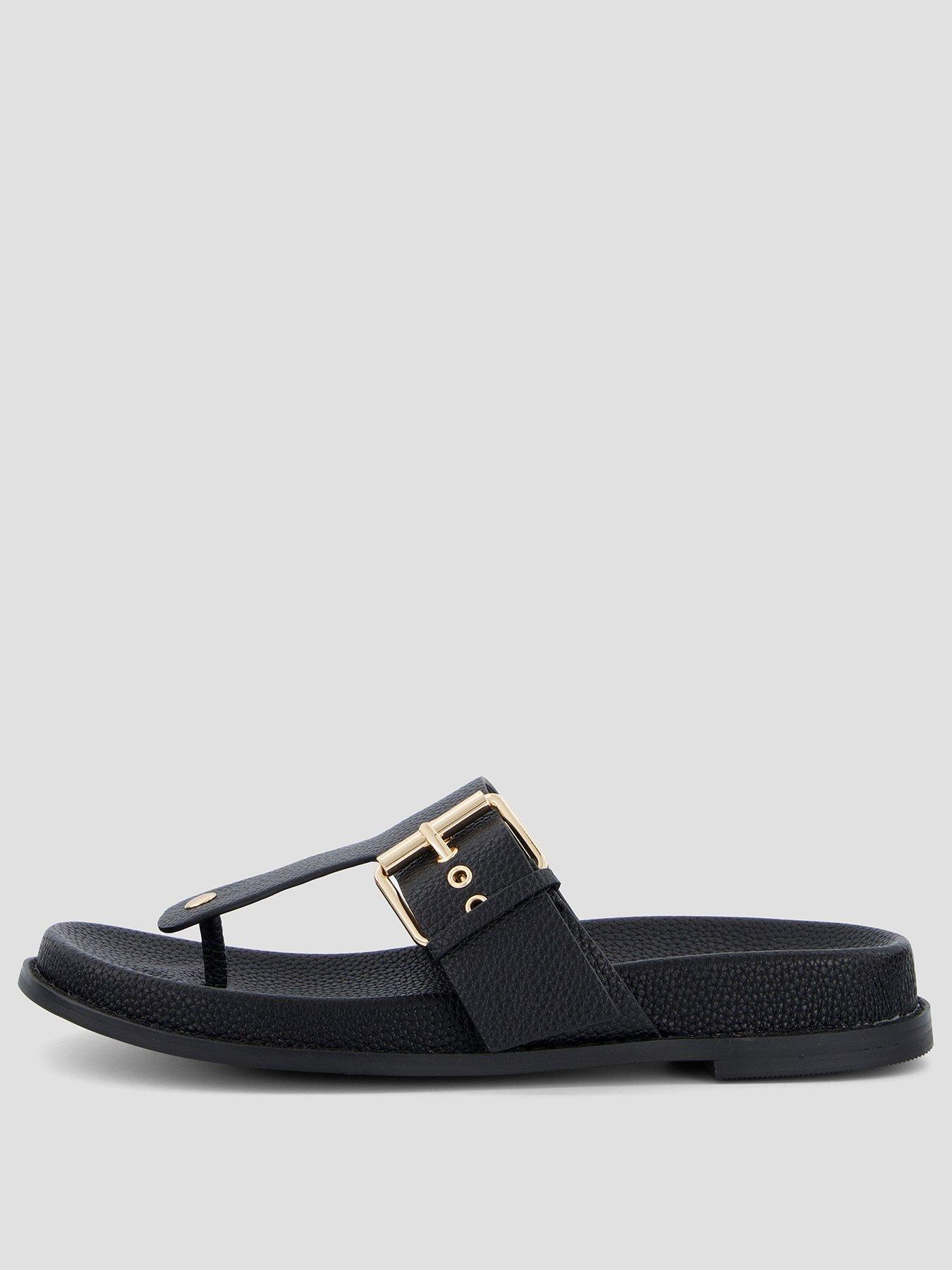 Image 2 of 7 of The Very Collection Toe Post Footbed Sandal - Black