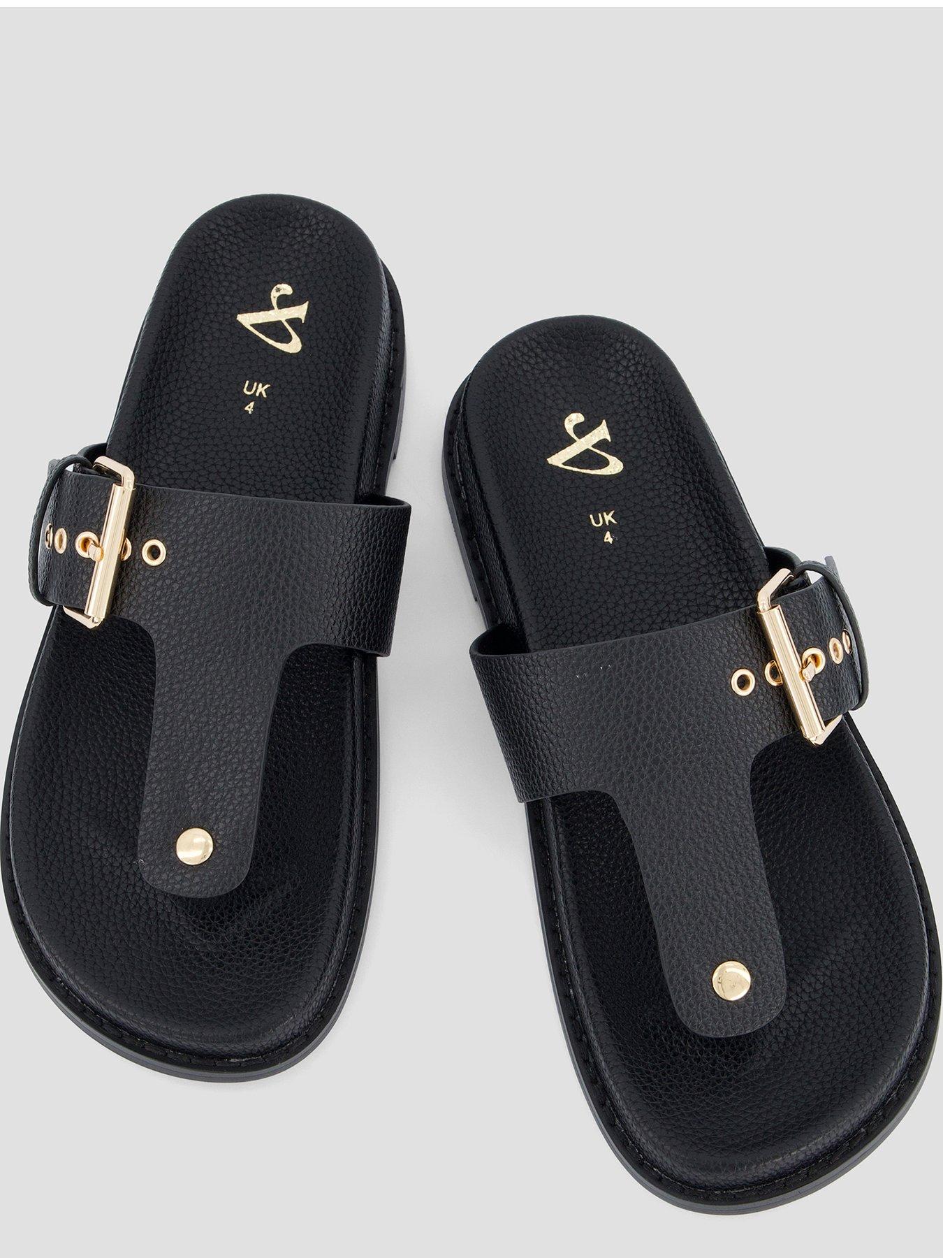 Image 3 of 7 of The Very Collection Toe Post Footbed Sandal - Black