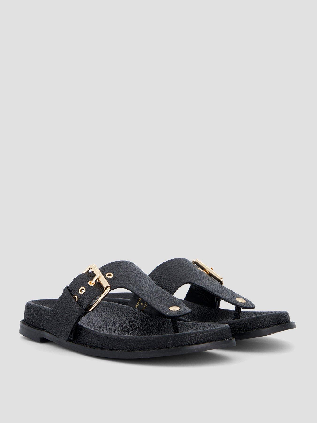 Image 6 of 7 of The Very Collection Toe Post Footbed Sandal - Black