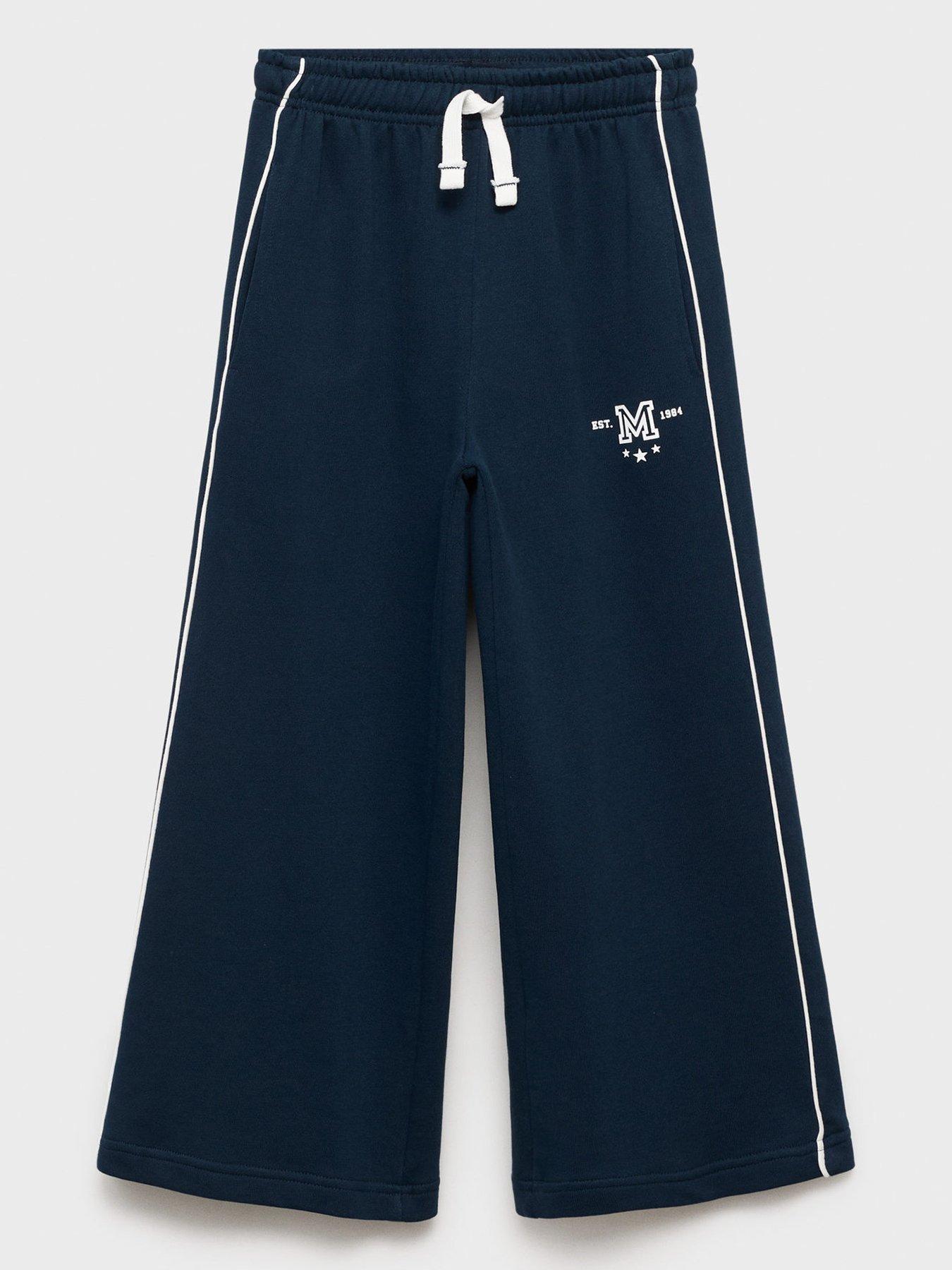 undefined Girls Wide Leg Joggers - Navy