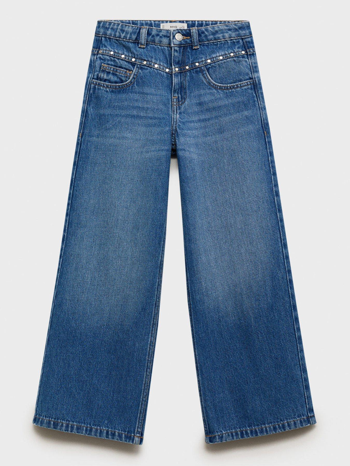 Mango Girls Studded Jeans - Dark Blue