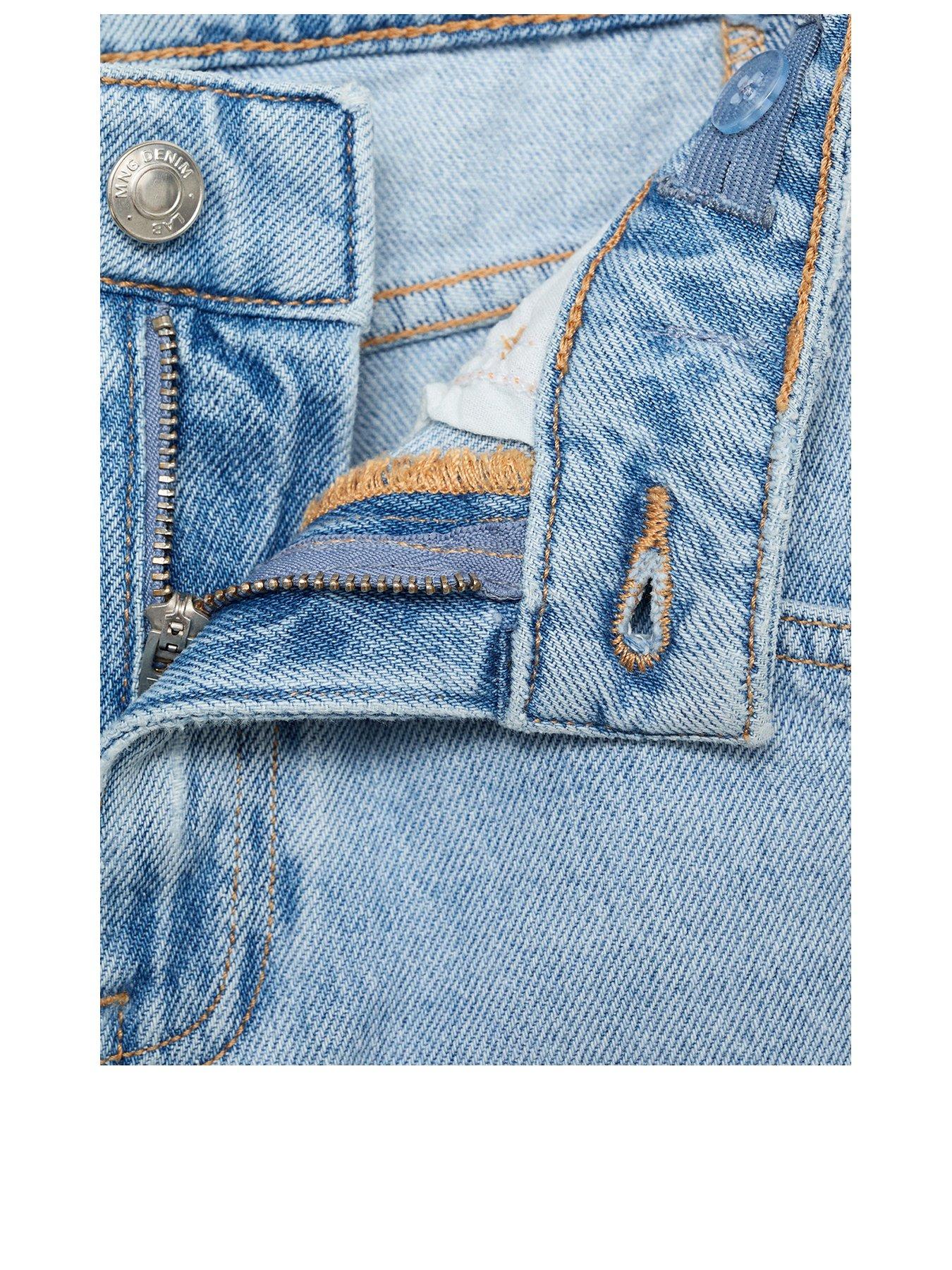 Image 4 of 5 of Mango Girls Raw Hem Jeans - Light Blue