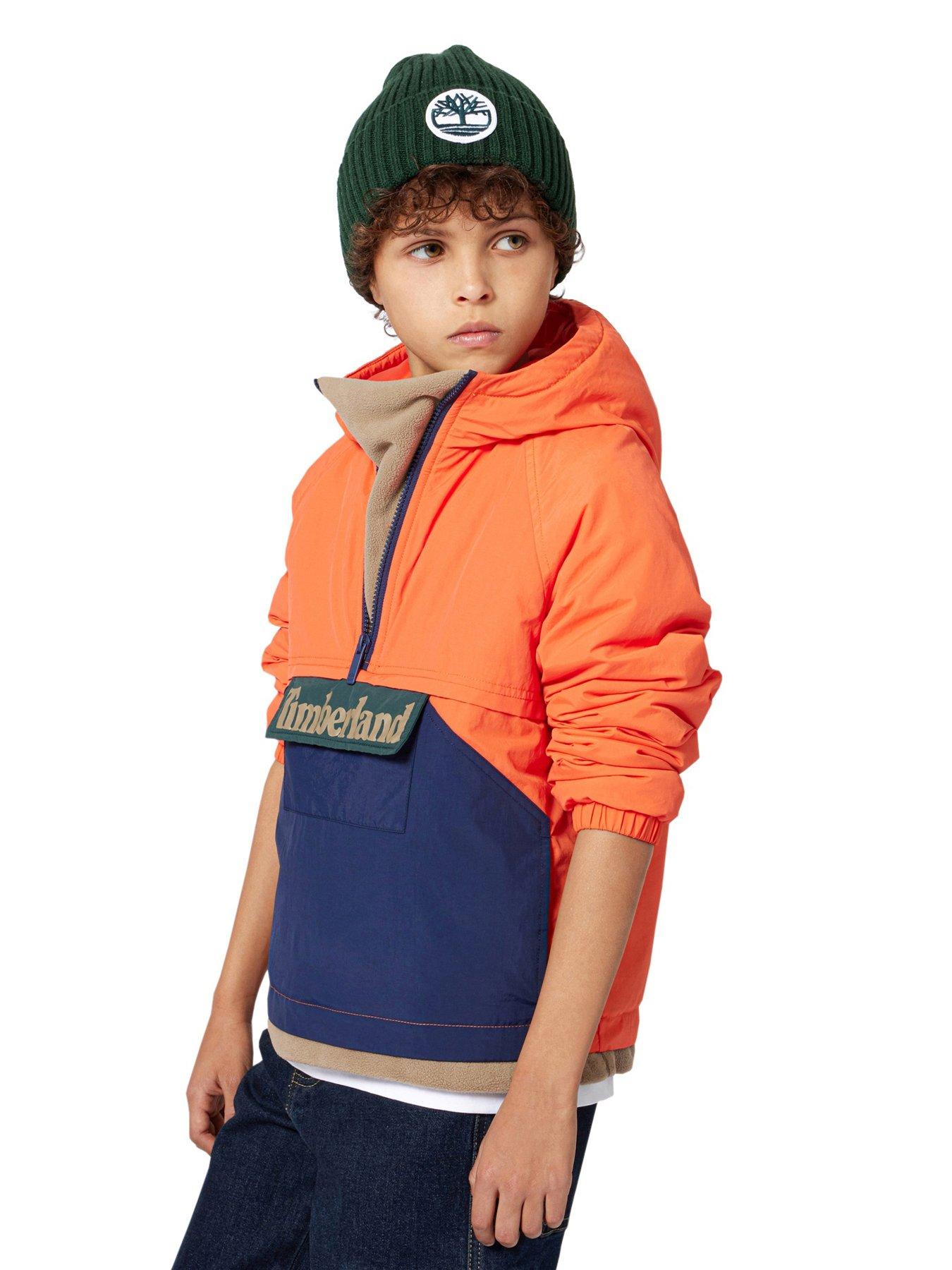 Timberland Boys Fleece Lined Hooded Windbreaker, Multi, Size Age: 14 Years