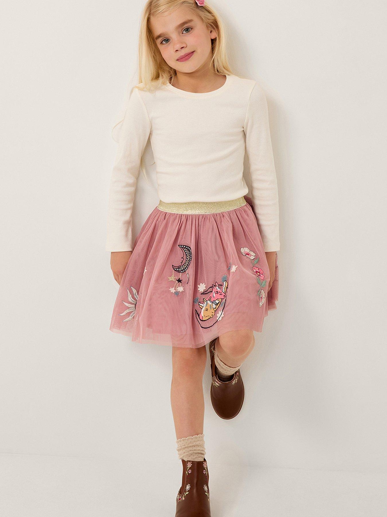 undefined Girls Horse Mesh Skirt - Pink