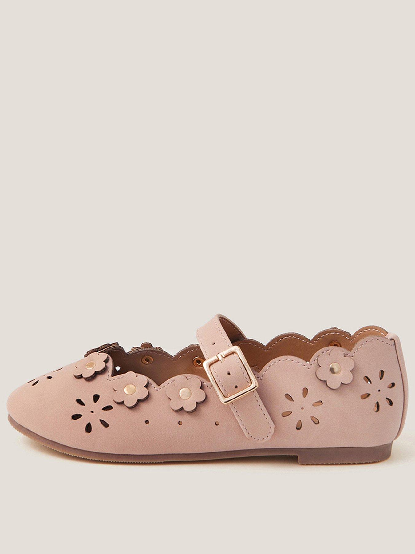 undefined Girls Cutwork Flower Ballerina Shoes - Pink