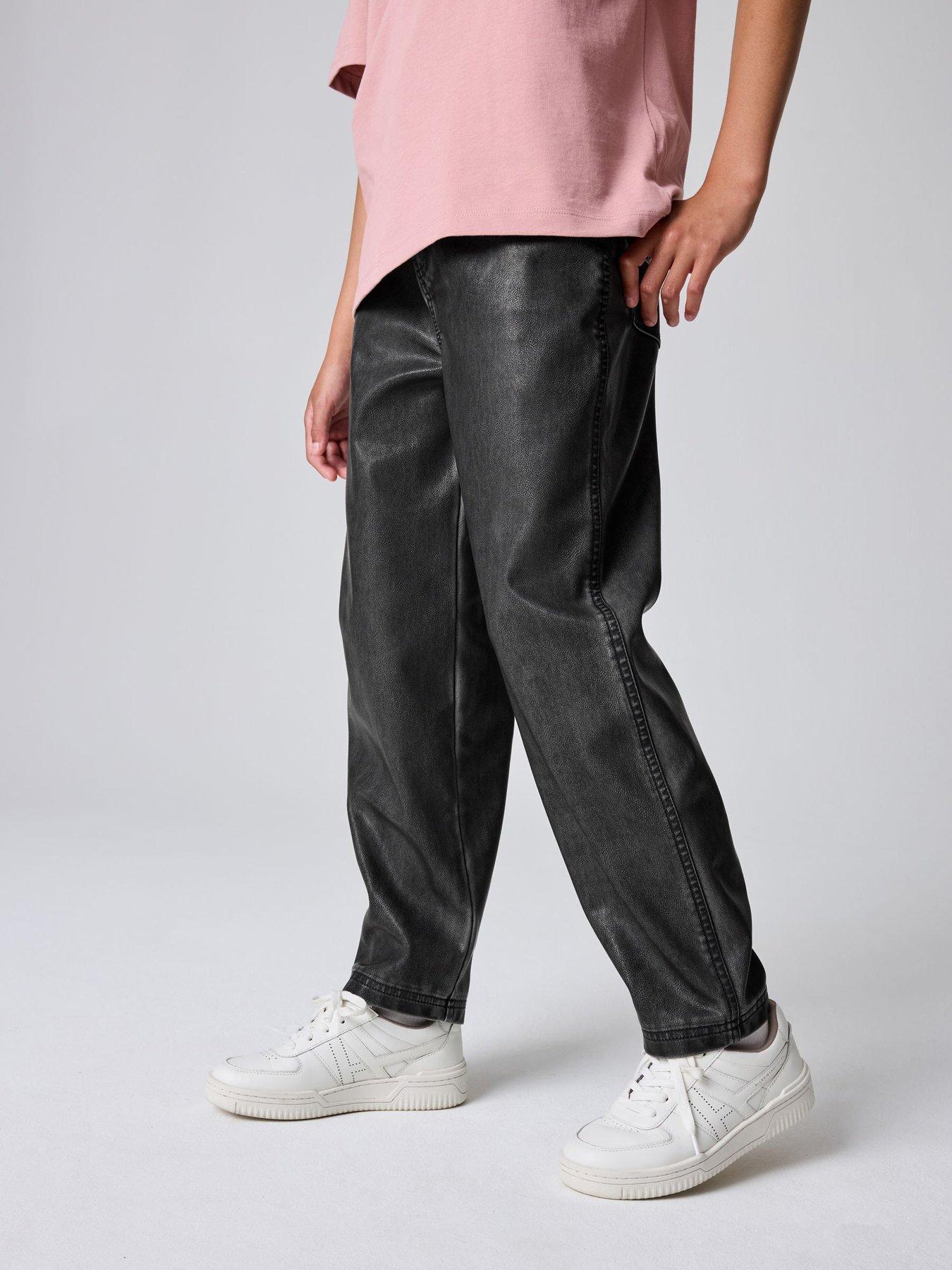 smALLSAINTS Girls Pu Jeans - Black