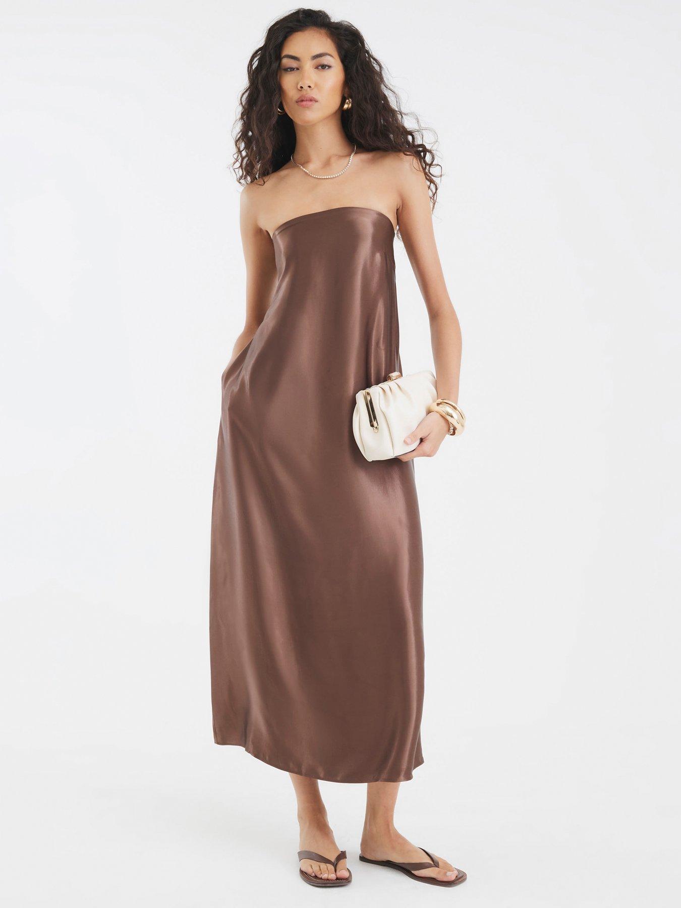 River Island Bandeau Dress - Brown