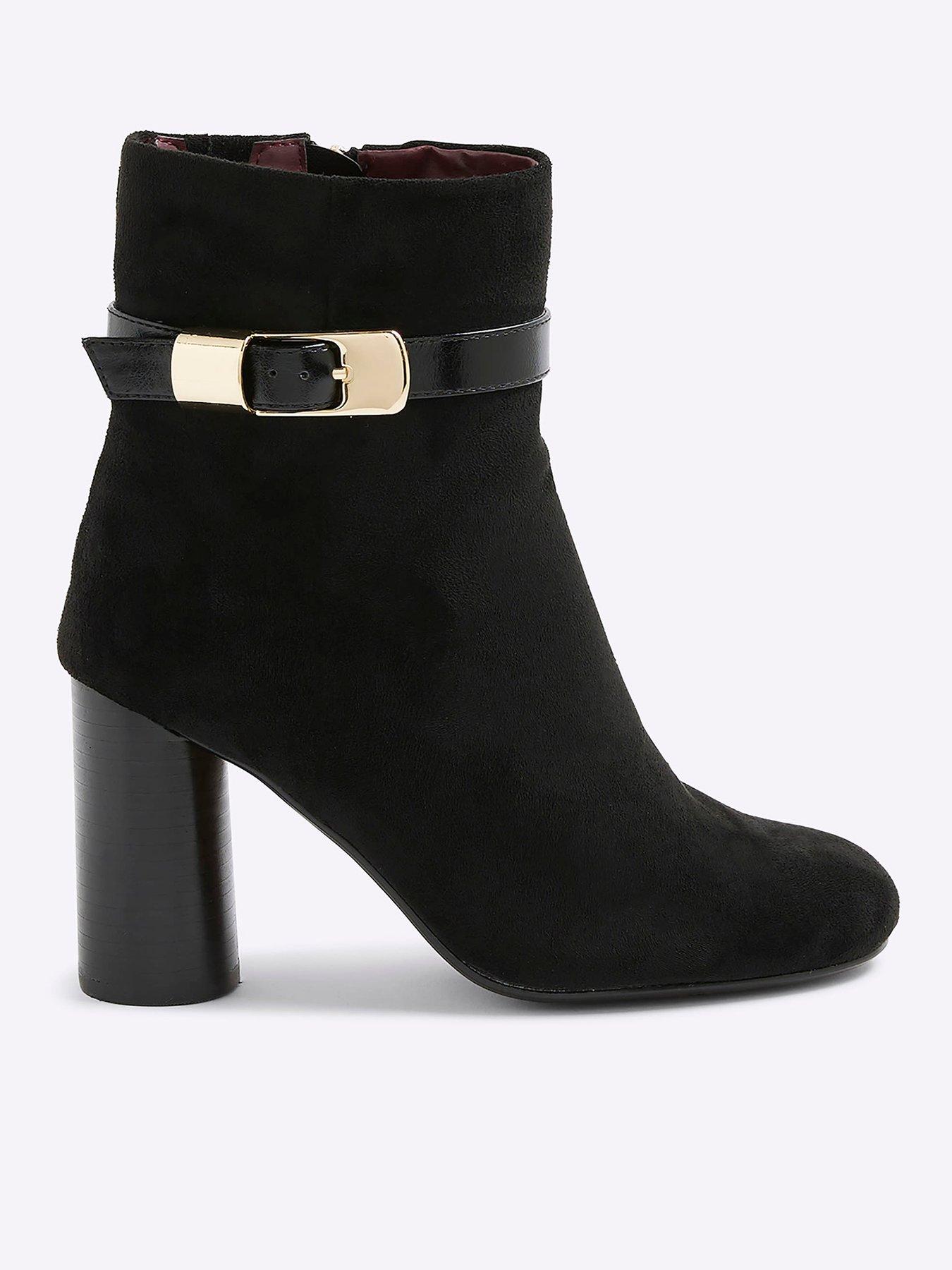 Image 2 of 6 of River Island Wide Round Heeled Buckle Boot - Black