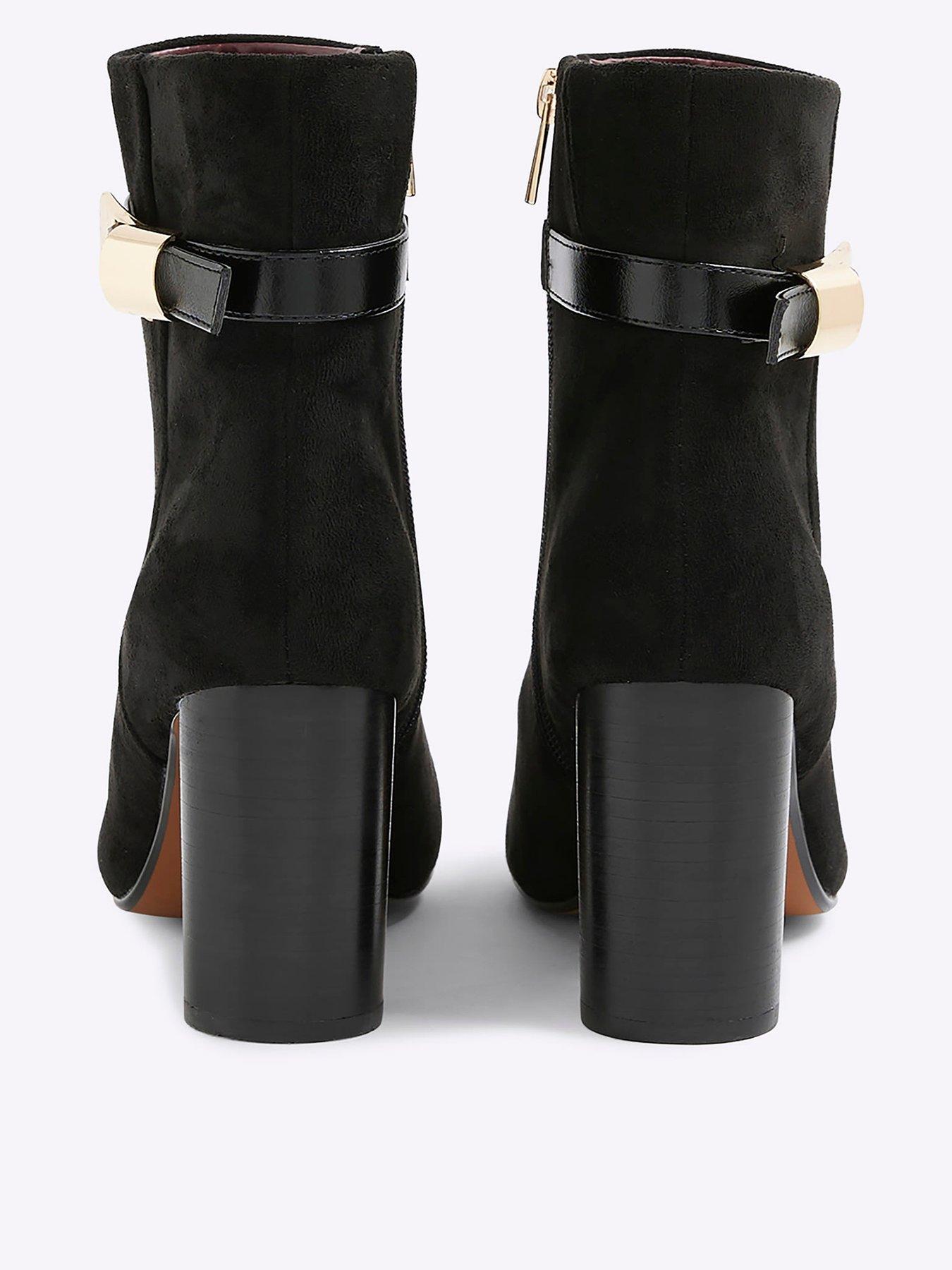 Image 4 of 6 of River Island Wide Round Heeled Buckle Boot - Black