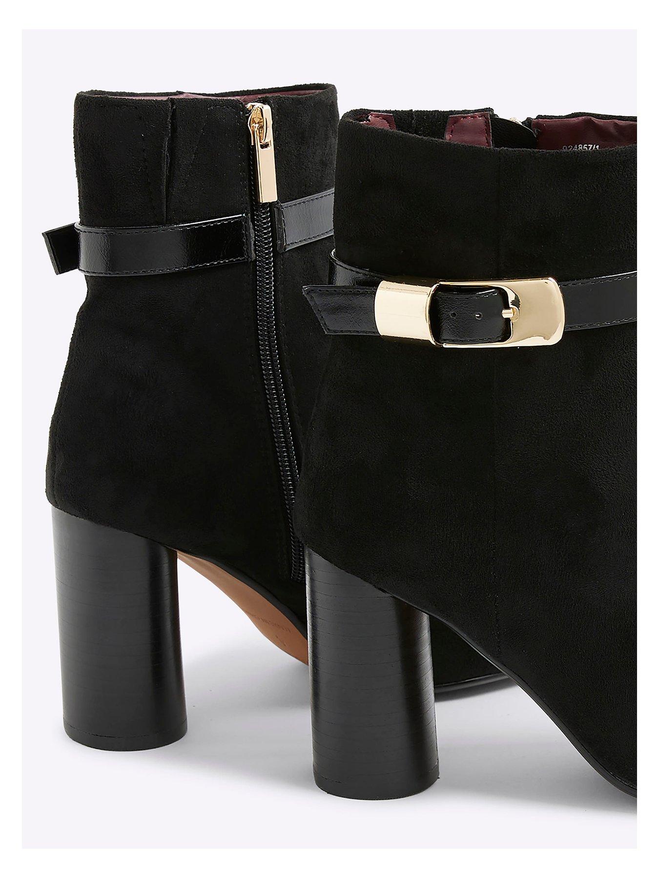 Image 6 of 6 of River Island Wide Round Heeled Buckle Boot - Black