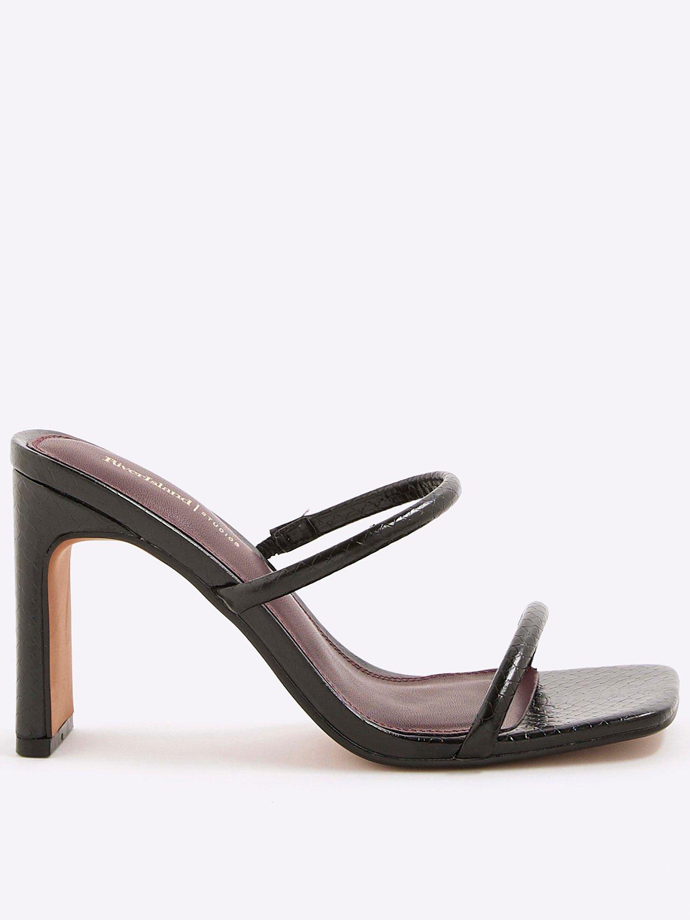 River Island Double Strap Mule Sandals - Black