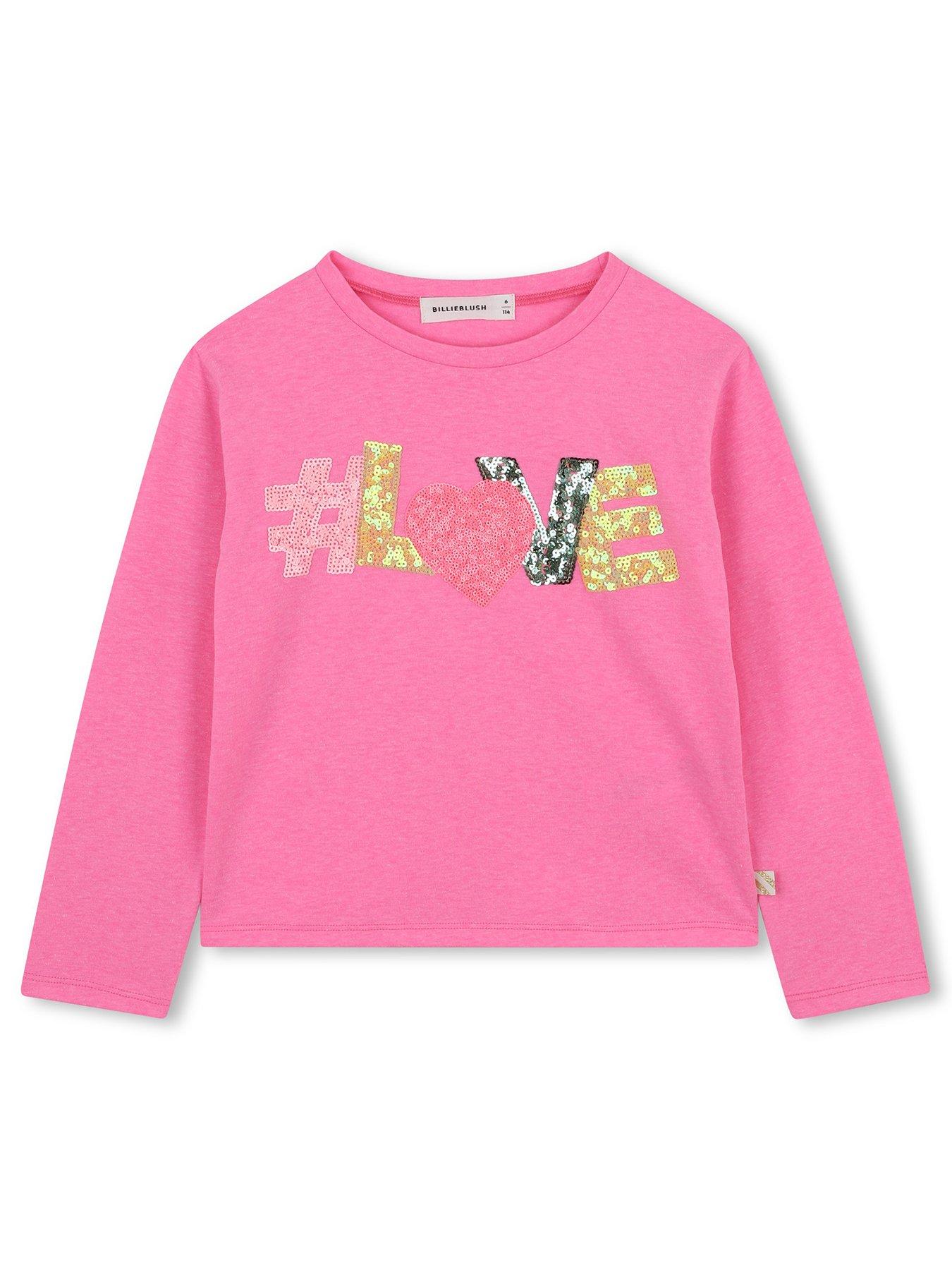 Billieblush Girls Sequin Long Sleeve T-Shirt, Pink, Size Age: 5 Years
