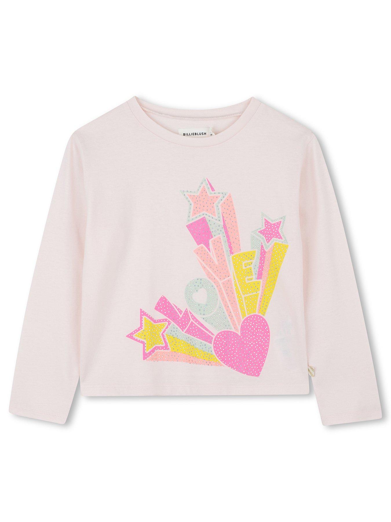 Billieblush Girls Love Long Sleeve T-Shirt, Pink, Size Age: 8 Years